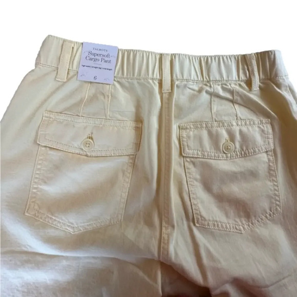 NWT Talbots SuperSoft Cargo Pants Linen Blend High Waist Crop Yellow Women’s 6 - Picture 4 of 12